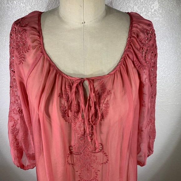 4 Love & Libery Linea Silk Chiffon Tunic in Java Pink M NWT - Picture 7 of 8